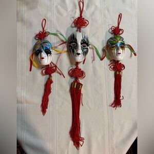 Set of 3 Porcelain Colorful Masks Wall Hanging